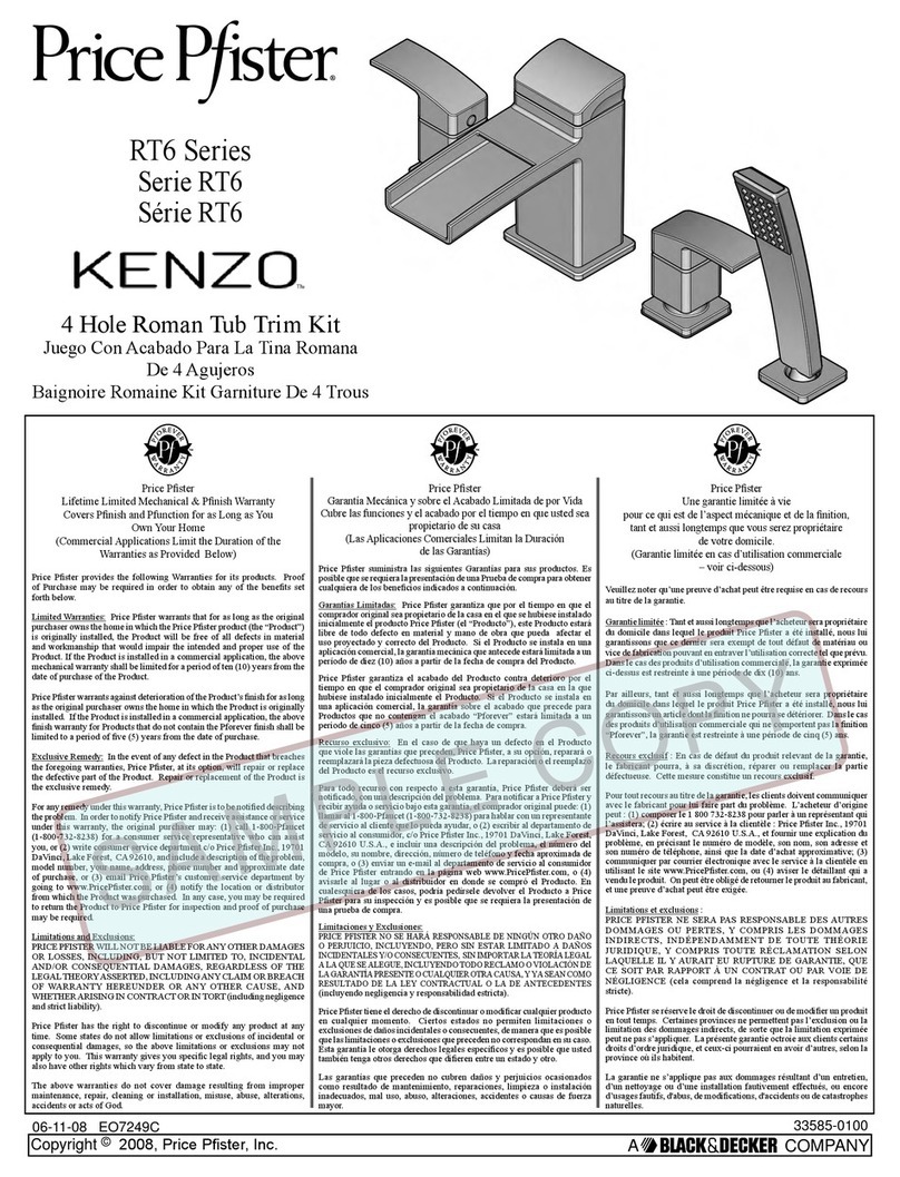 Black & Decker Price Pfister SAXTON RT6 Series User manual Black & Decker Price Pfister SAXTON RT6 Series User manual