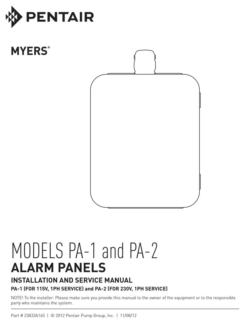 Pentair Myers PA-1 Installation and service manual