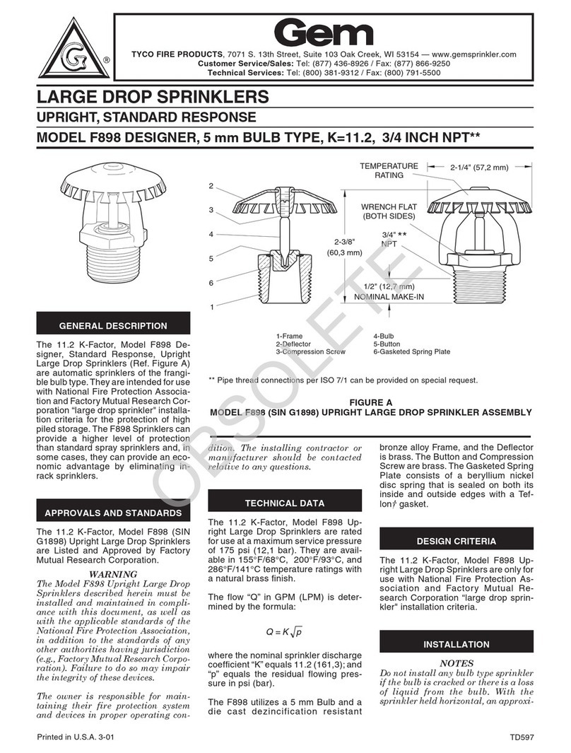 Tyco Fire Product Gem F898 instruction manual