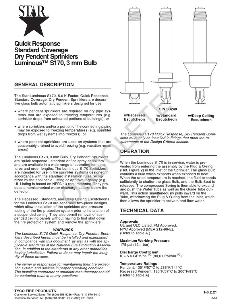 Tyco Fire Product Star Luminous S170 instruction manual