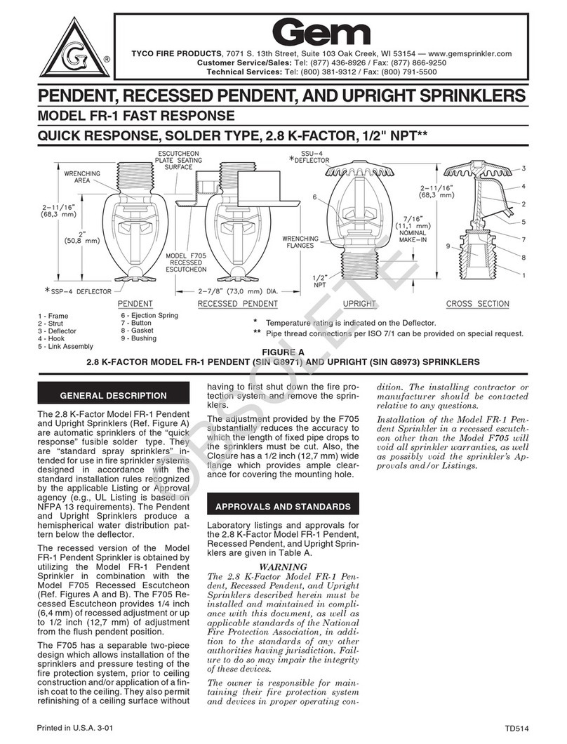 Tyco Fire Product Gem FR-1 instruction manual