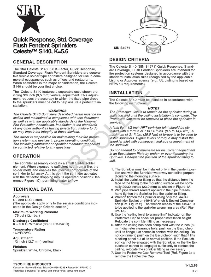 Tyco Fire Product Star Celeste S140 instruction manual