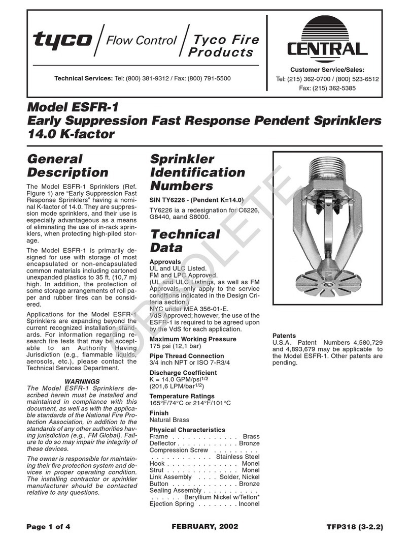 Tyco Fire Product CENTRAL ESFR-1 instruction manual