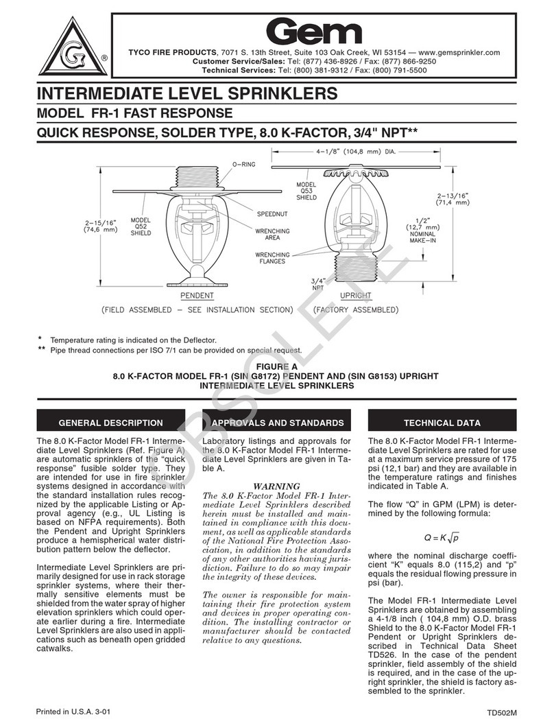 Tyco Fire Product Gem FR-1 instruction manual
