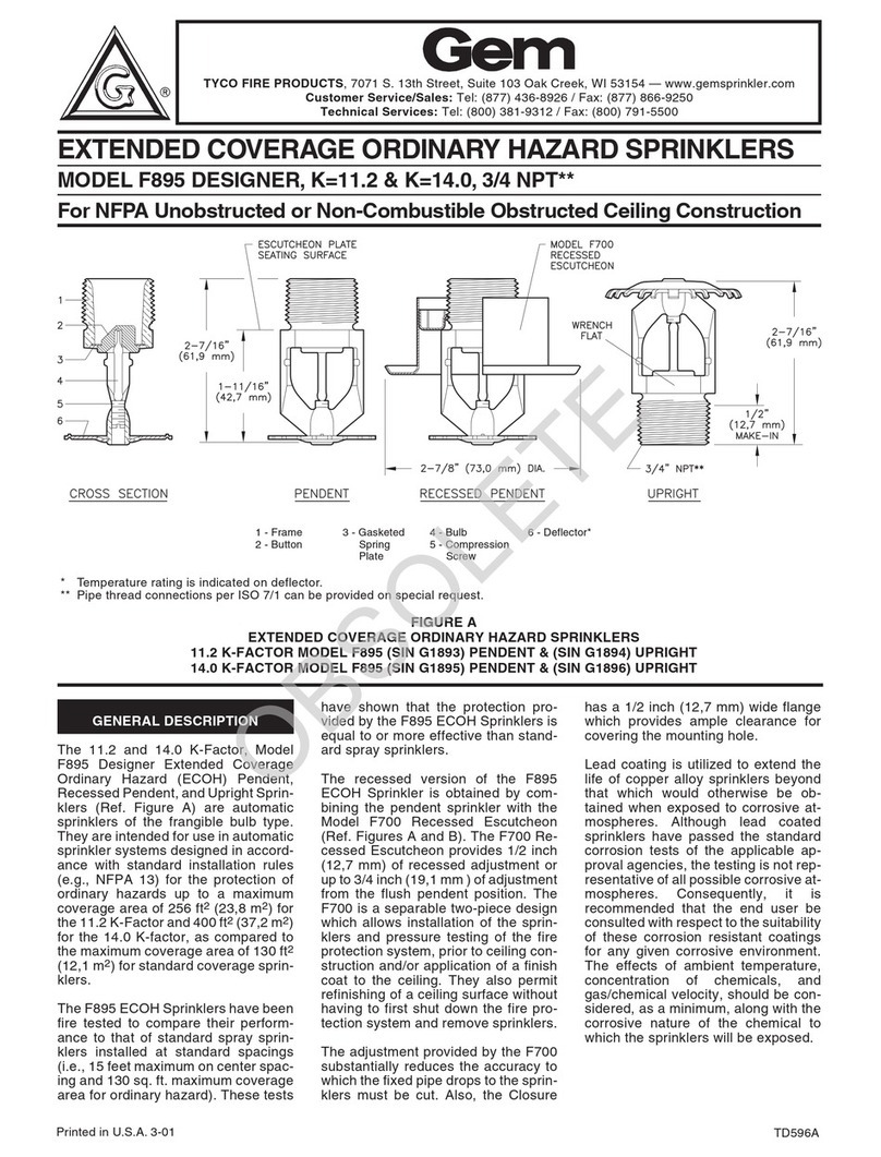 Tyco Fire Product Gem F895 instruction manual