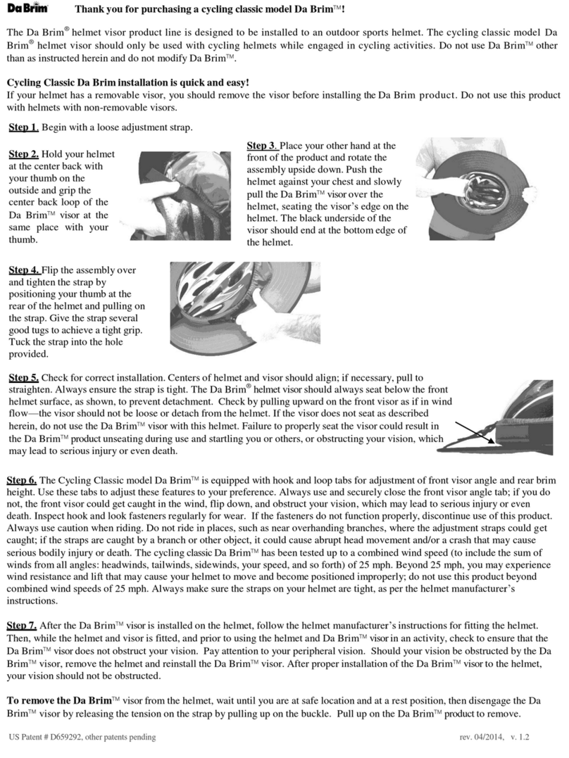 Da Brim Cycling Classic Helmet Visor manual