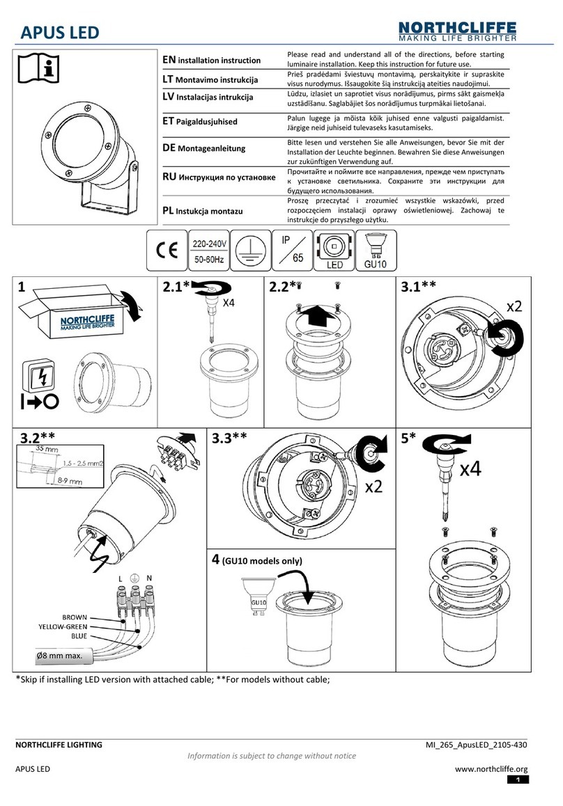 NORTHCLIFFE APUS LED Installation instruction