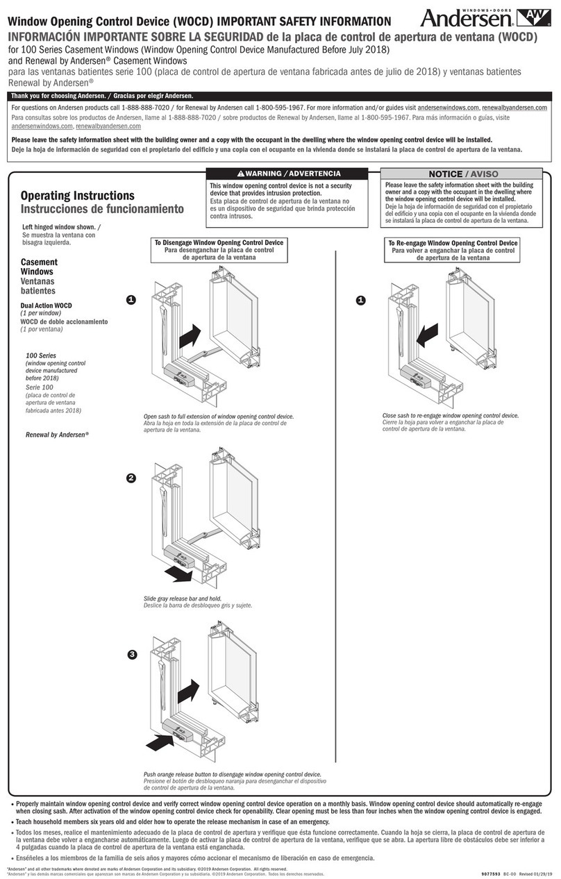 Andersen 100 Series Important safety information