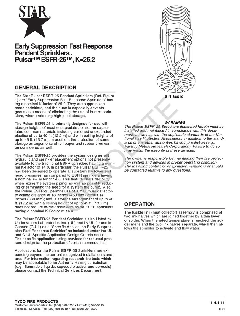 Tyco Fire Product Star Pulsar ESFR-25 instruction manual Tyco Fire Product Star Pulsar ESFR-25 instruction manual