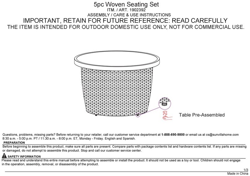SUNVILLA 1902392 Assembly / care & use instructions SUNVILLA 1902392 Assembly / care & use instructions
