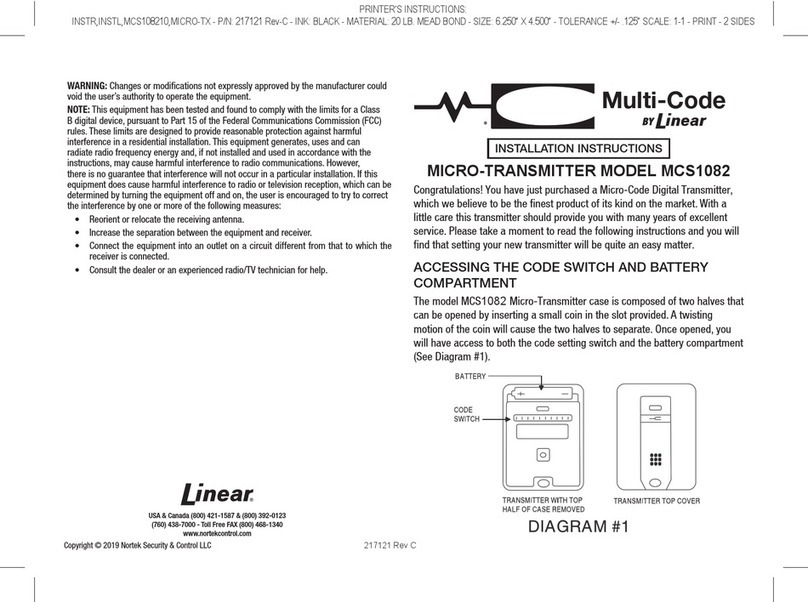 Linear Multi-Code MCS1082 User manual