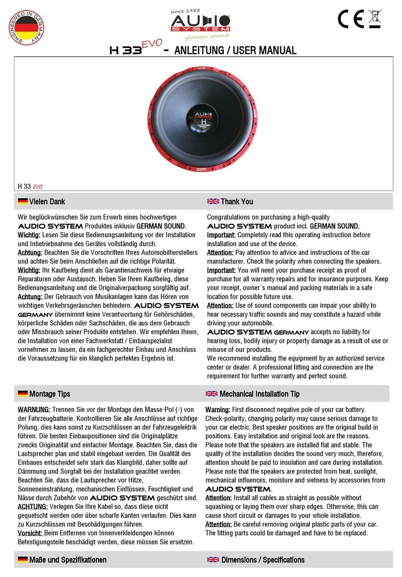Audiosystem H 33 EVO User manual