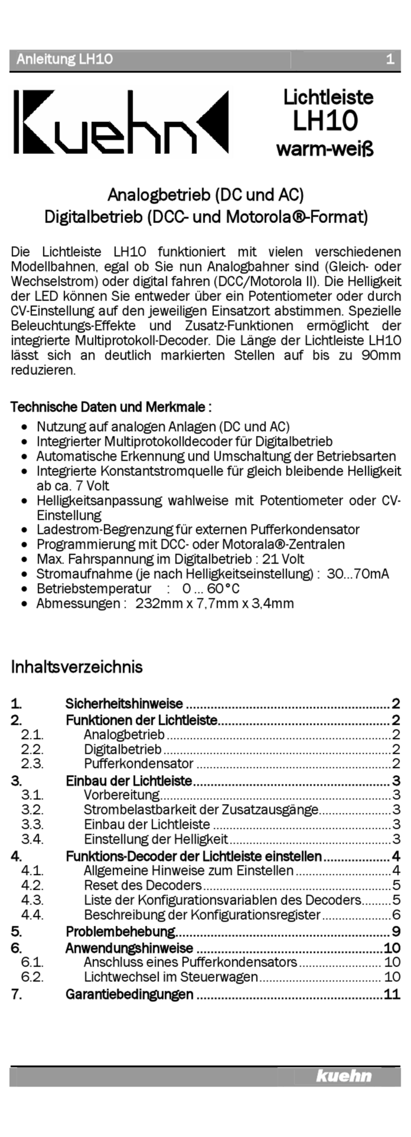 Kuehn LH10 manual Kuehn LH10 manual