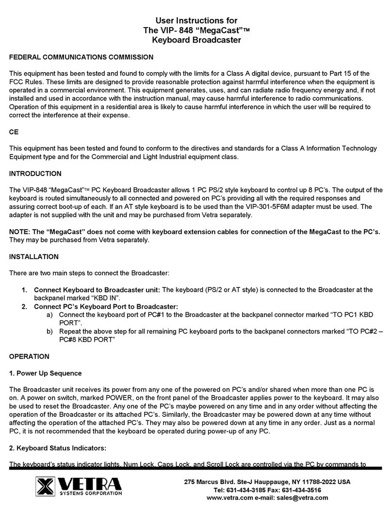 Vetra MegaCast VIP- 848 User instructions