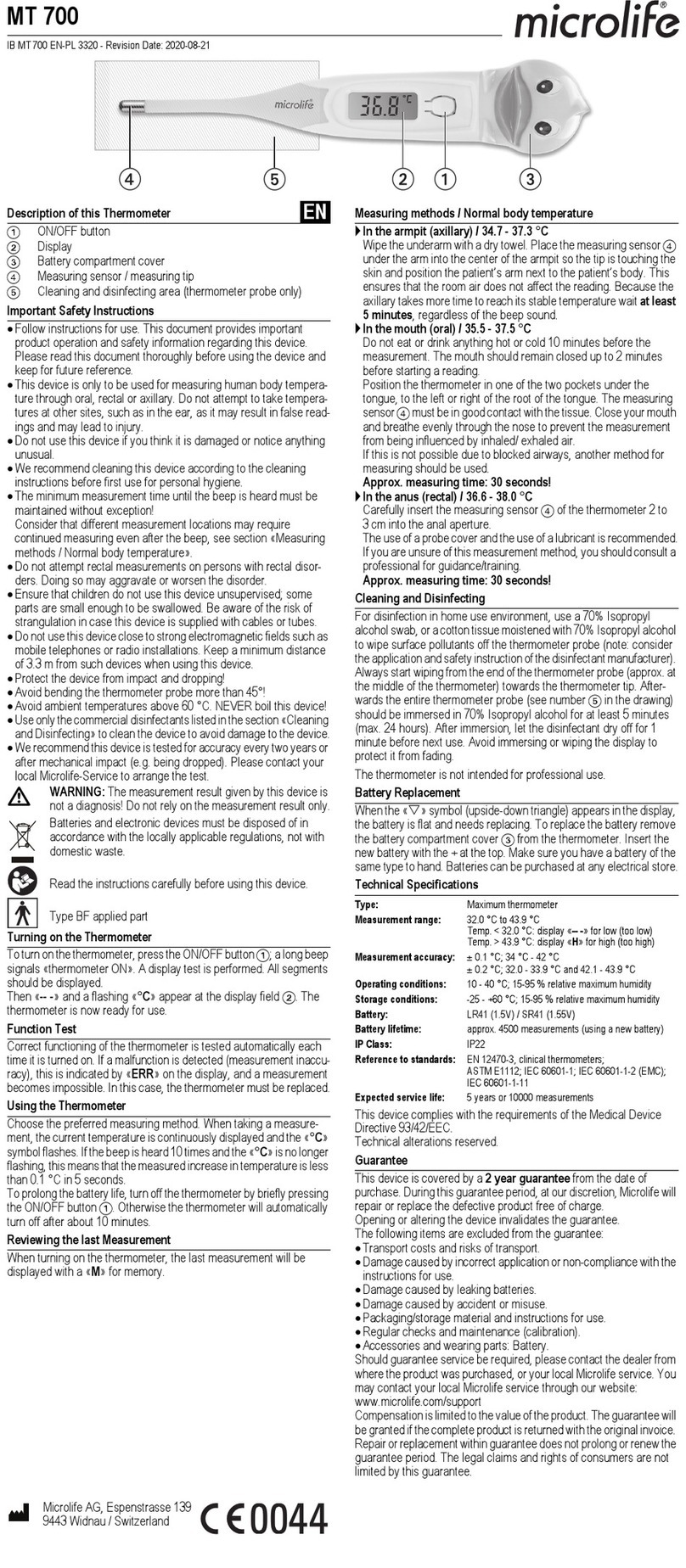 Microlife MT 700 instructions