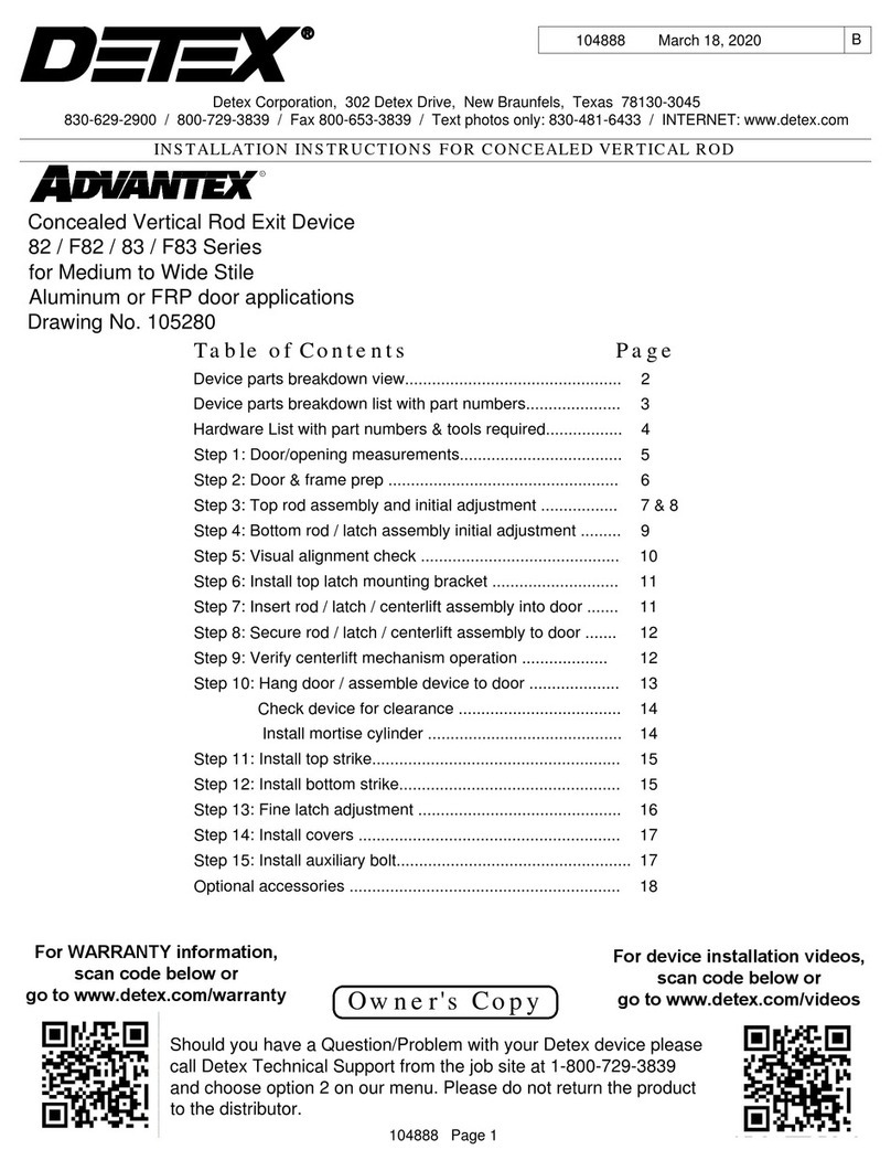 Detex ADVANTEX 82 Series User manual Detex ADVANTEX 82 Series User manual