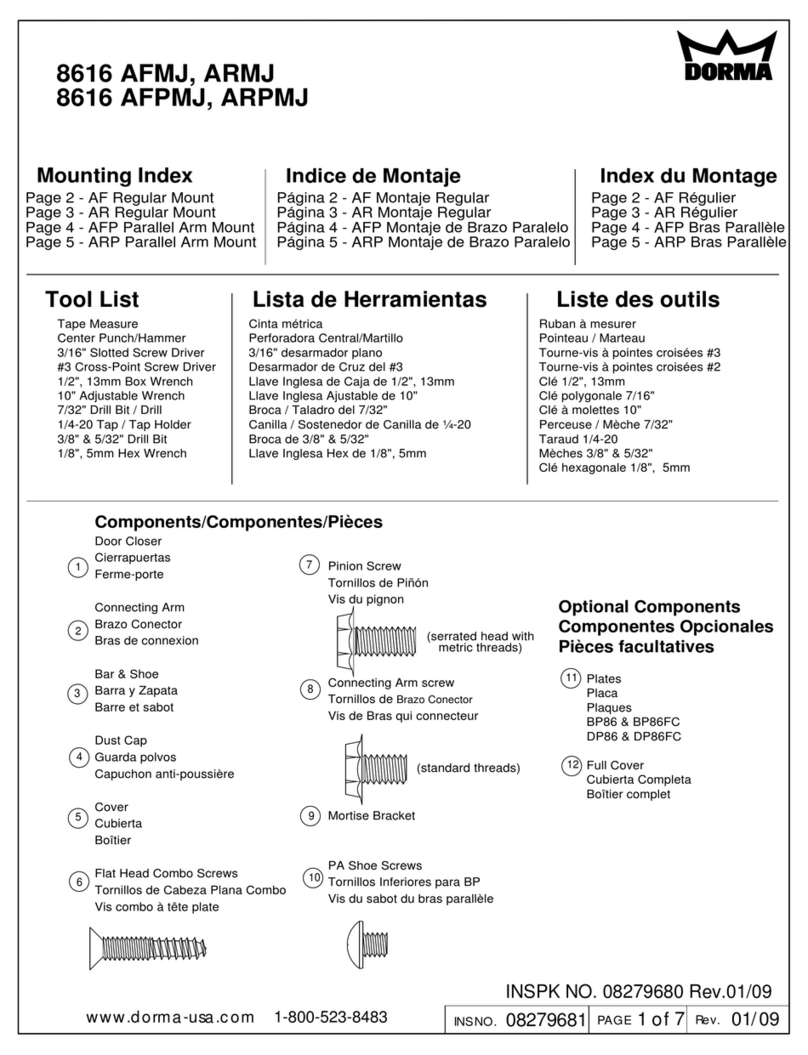 Dorma 8616 AFMJ User manual