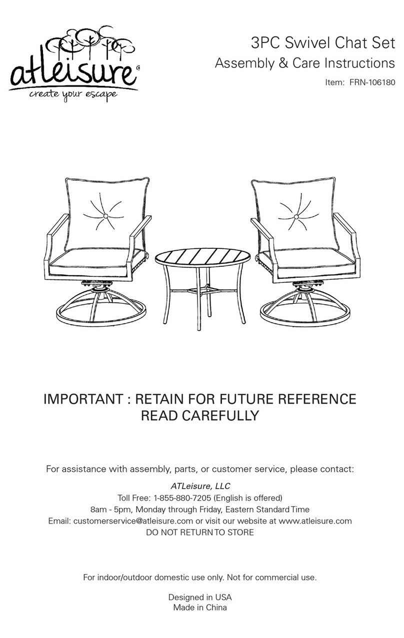 Atleisure 3PC Swivel Chat Set FRN-106180 Assembly & care instructions
