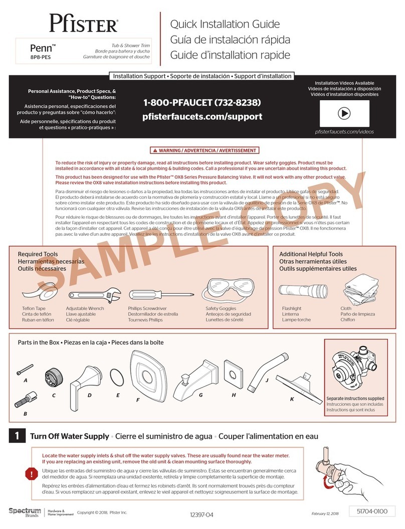 Pfister Penn 8P8-PES Quick installation guide