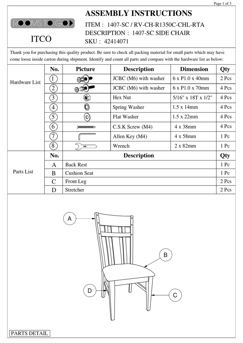 ROOMS TO GO 1407-SC Assembly instructions ROOMS TO GO 1407-SC Assembly instructions