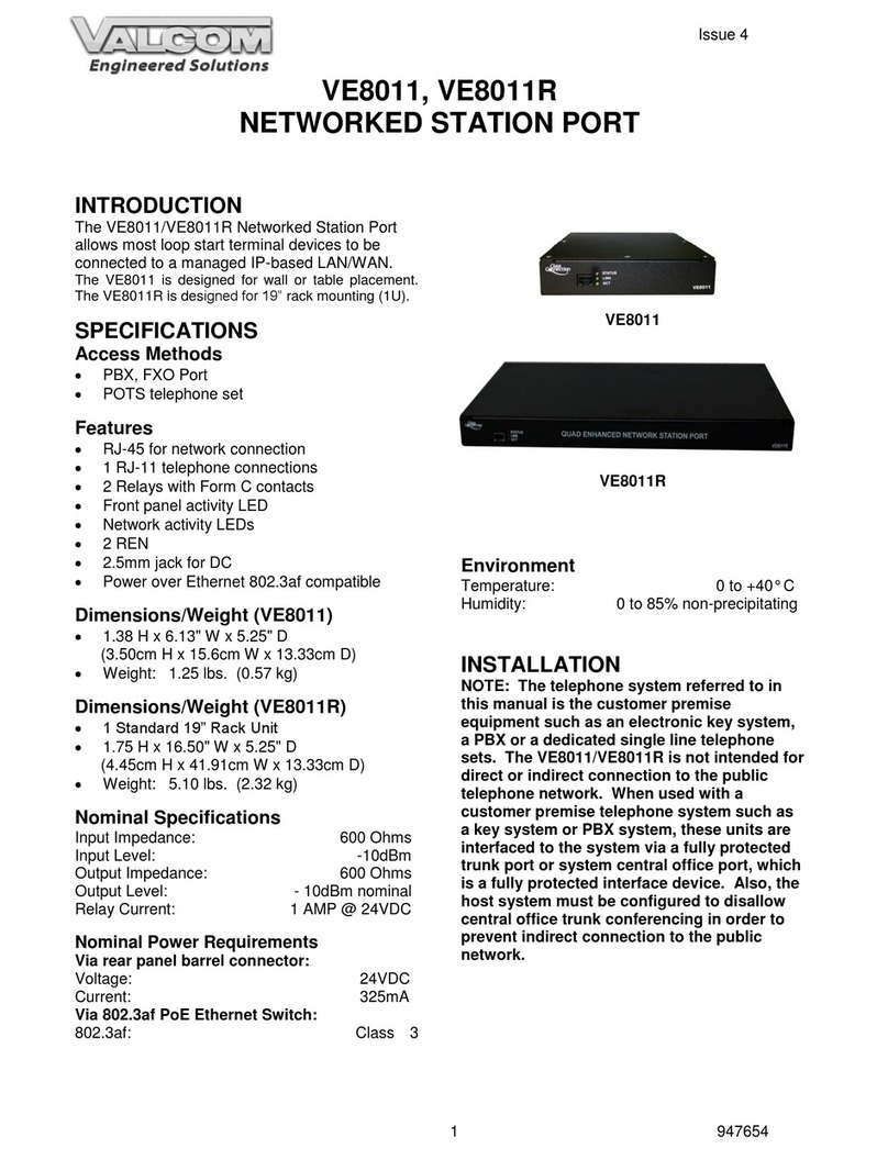 Valcom VE8011 User manual