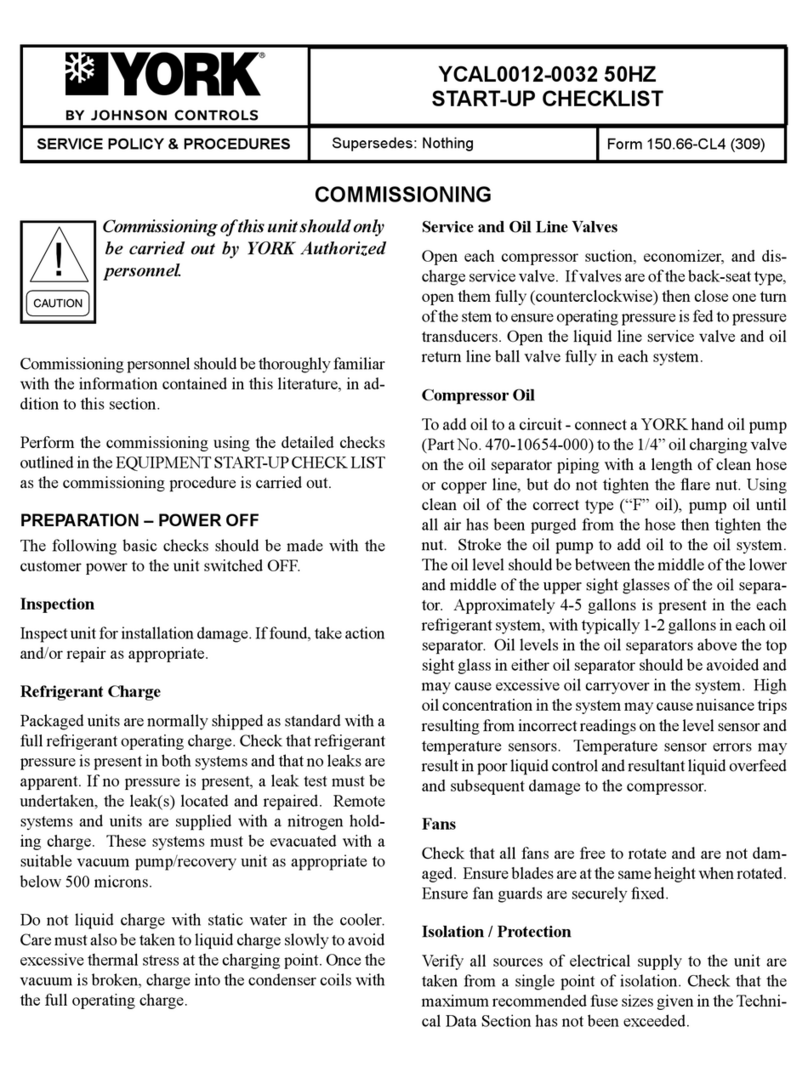 Johnson Controls York YCAL0012-0032 Start-Up Checklist
