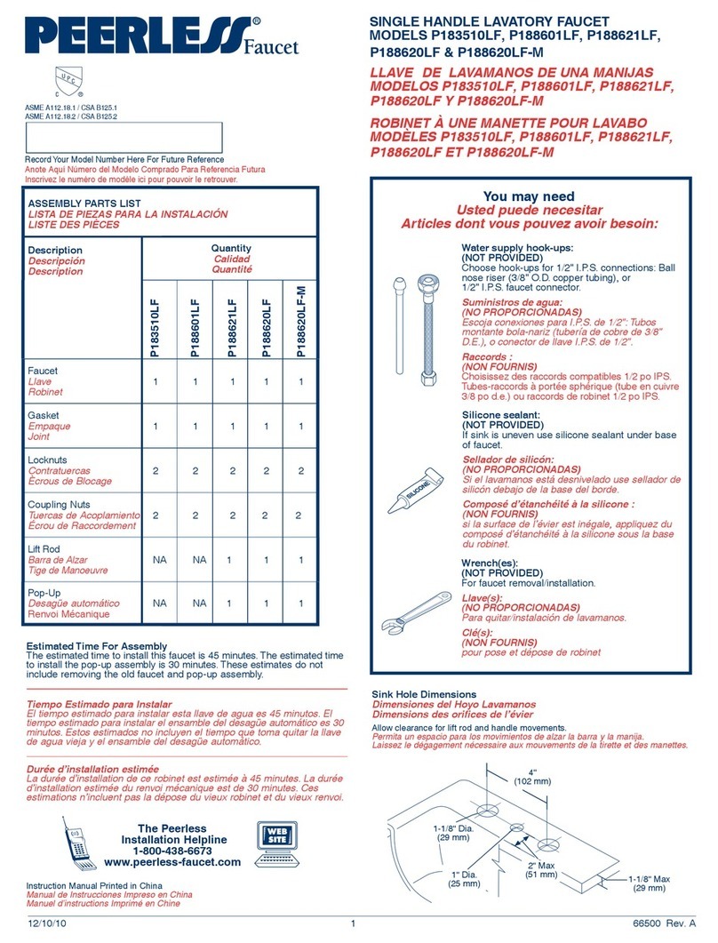 Peerless Faucet P183510LF User manual