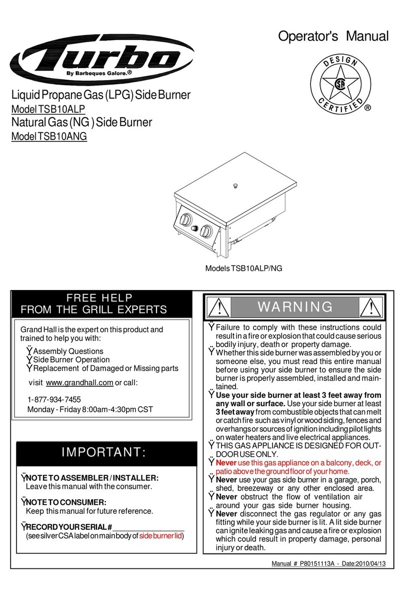 Barbeques Galore Turbo TSB10ALP Operator's manual