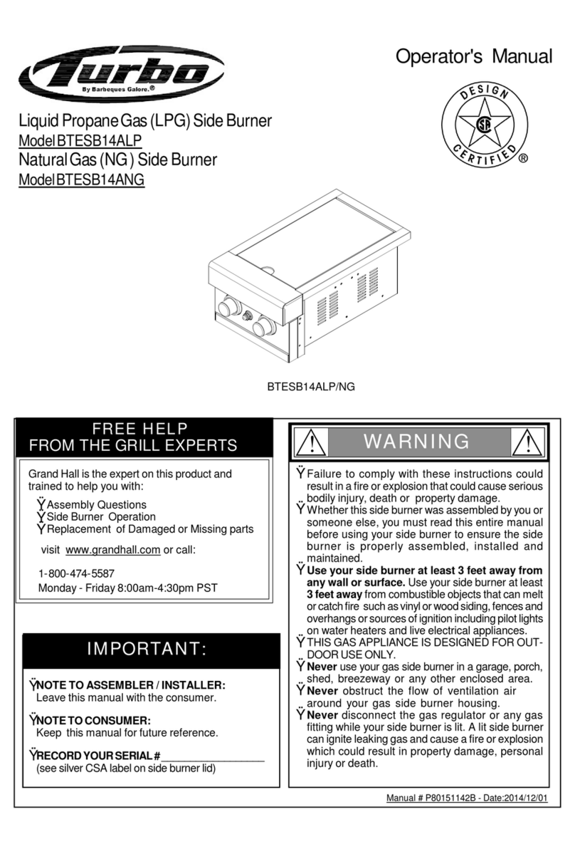 Barbeques Galore Turbo BTESB14ALP Operator's manual Barbeques Galore Turbo BTESB14ALP Operator's manual