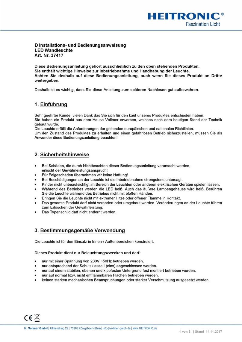 Heitronic 37417 Installation and operating instructions