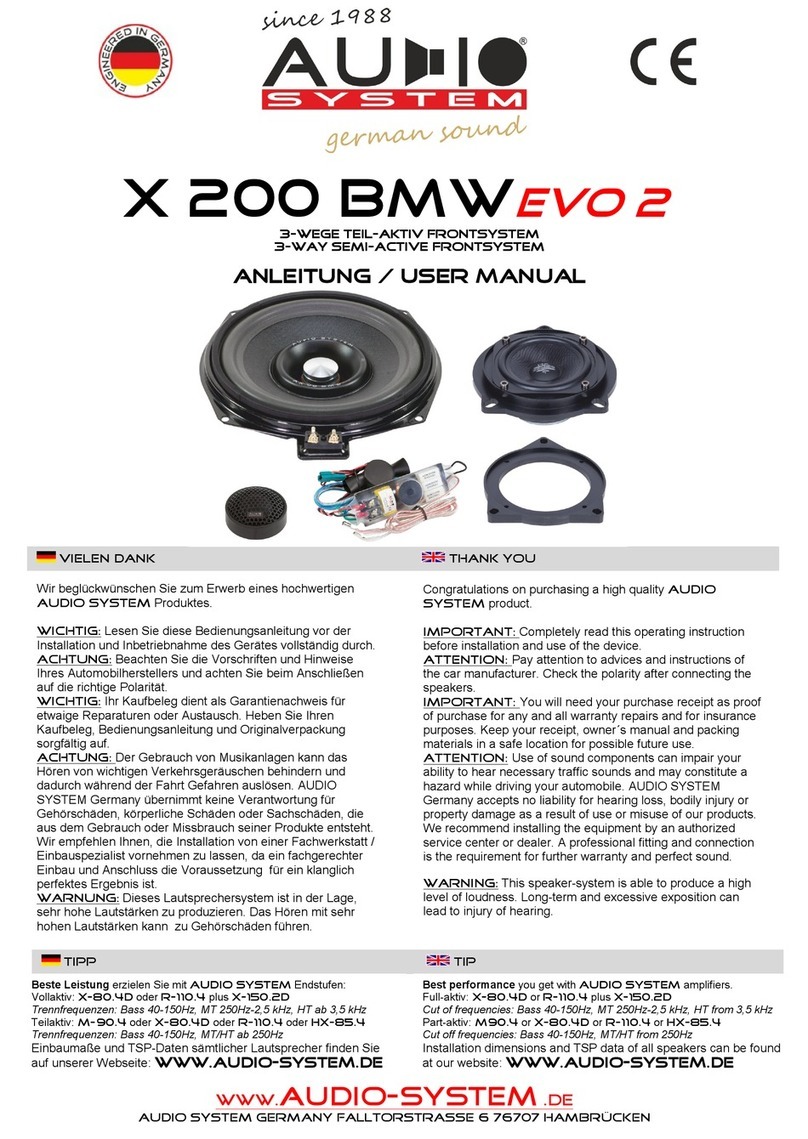 Audiosystem X 200 BMW EVO 2 User manual