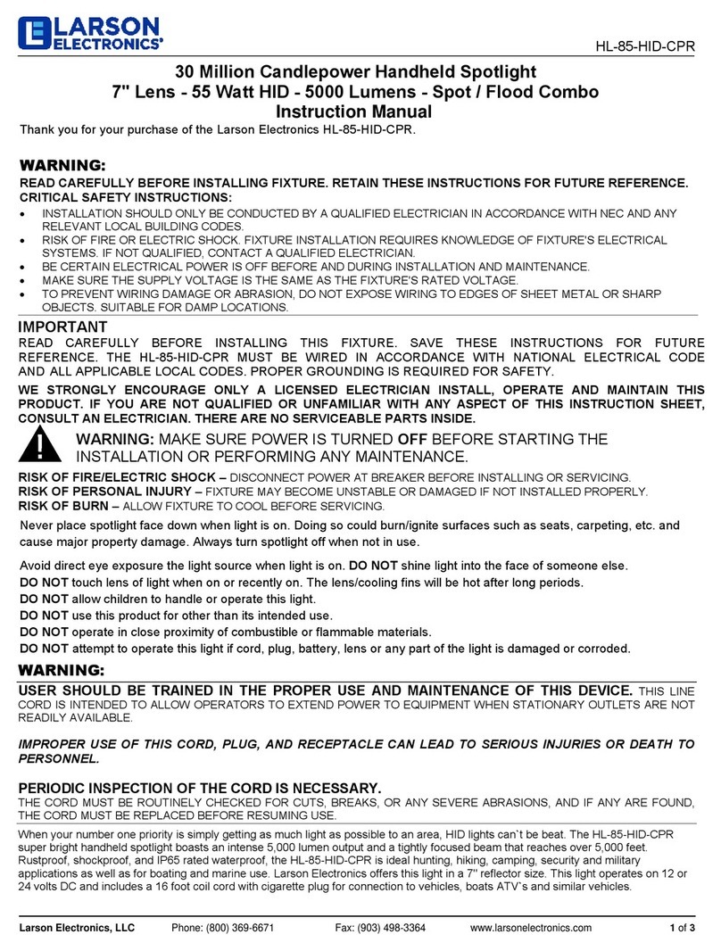 Larson Electronics HL-85-HID-CPR User manual Larson Electronics HL-85-HID-CPR User manual