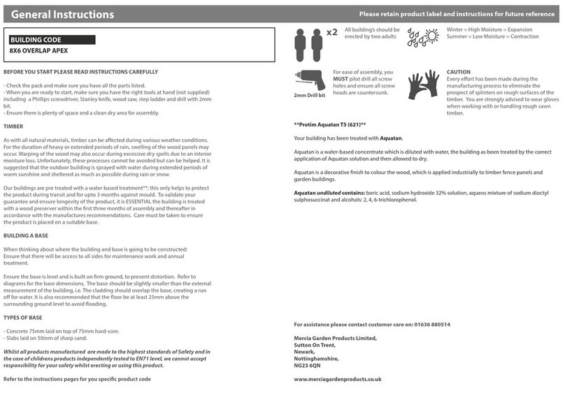 Mercia Garden Products 01OVLPA0806SDFW-V1 Instruction manual