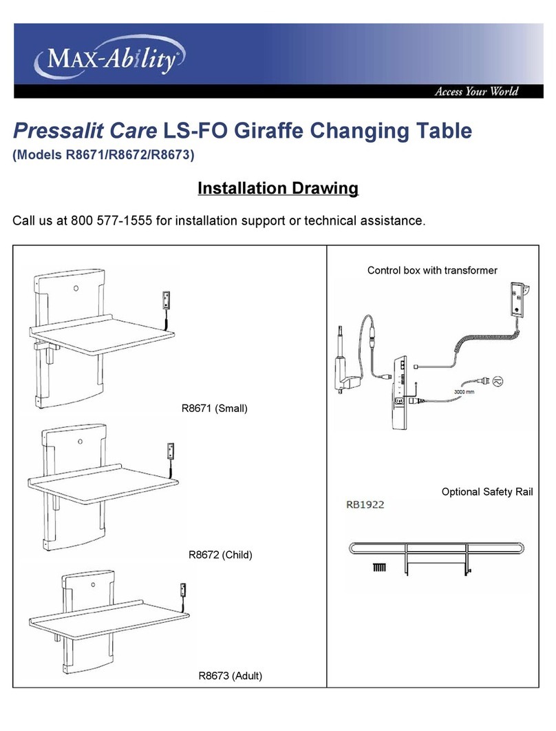 Max-Ability Pressalit Care LS-FO Giraffe Changing Table... Installation drawing