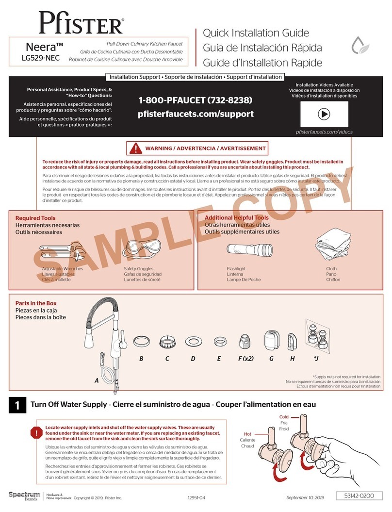 Pfister Neera LG529-NEC Quick installation guide