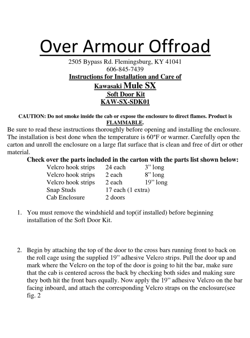 Over Armour Offroad KAW-SX-SDK01 Instructions for Installation and Care