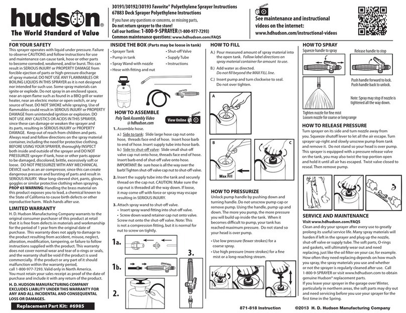 Hudson Favorite 30191 User manual