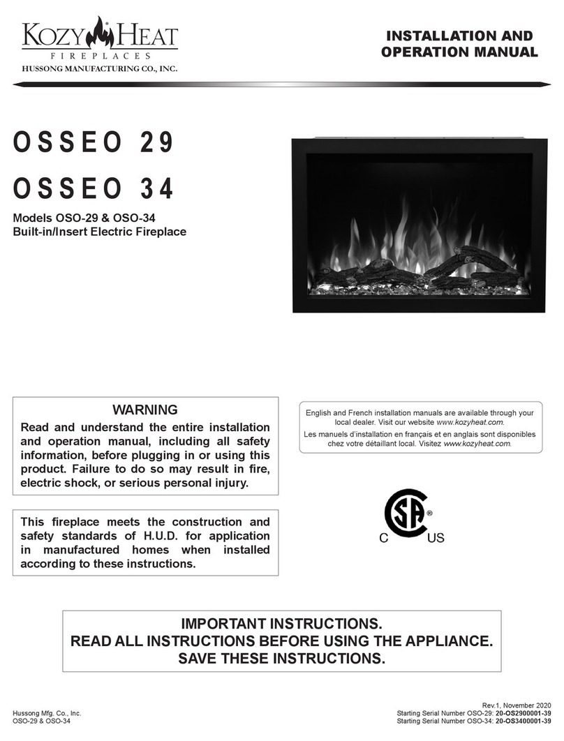 Hussong Kozy Heat Fireplaces OSSEO 29 Installation and operation manual Hussong Kozy Heat Fireplaces OSSEO 29 Installation and operation manual