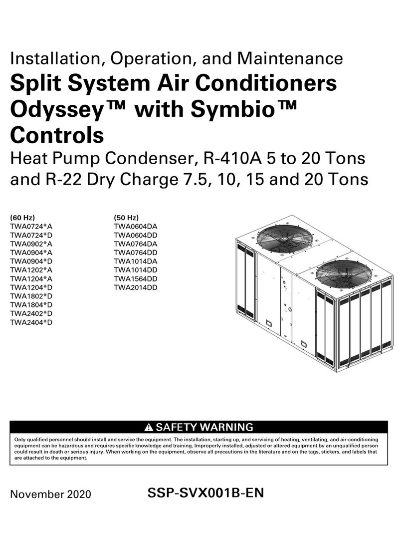 Trane Odyssey TWA0724 A Series Installation and operating instructions