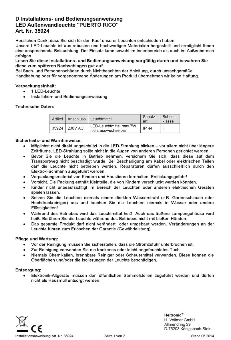 Heitronic PUERTO RICO Installation and operating instructions