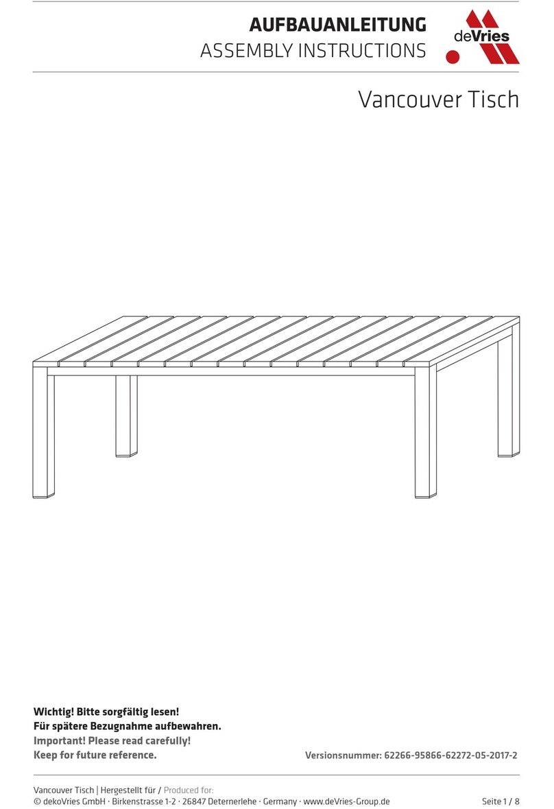deVRIES Vancouver Tisch User manual