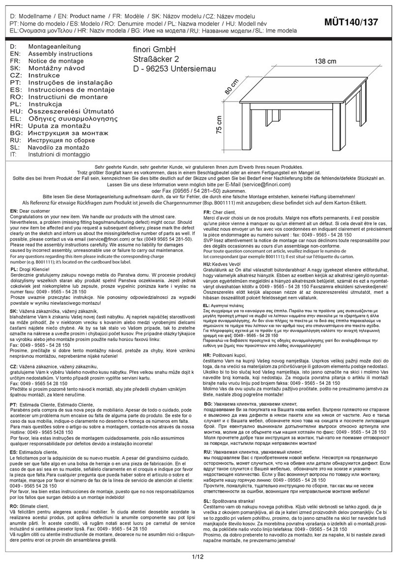 Finori MUT140/137 Assembly instructions