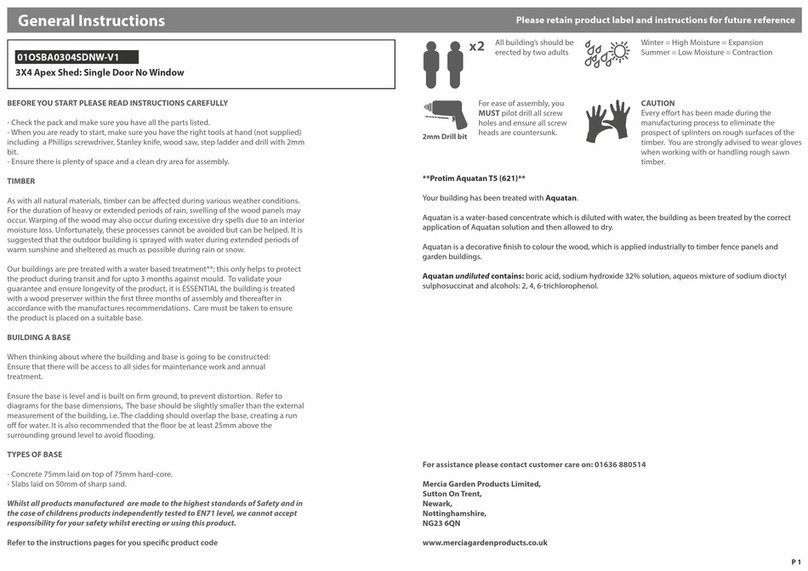Mercia Garden Products 01OSBA0304SDNW-V1 General instructions