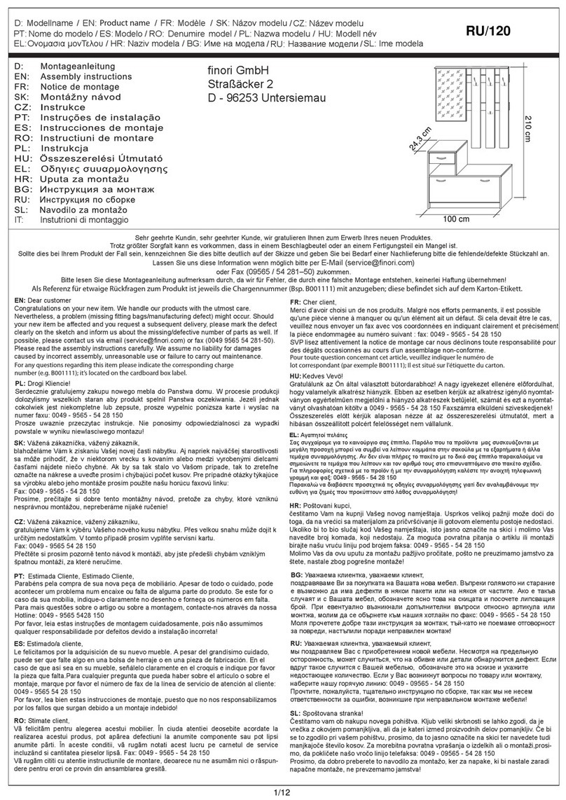 Finori Rudolf RU/120 Assembly instructions Finori Rudolf RU/120 Assembly instructions