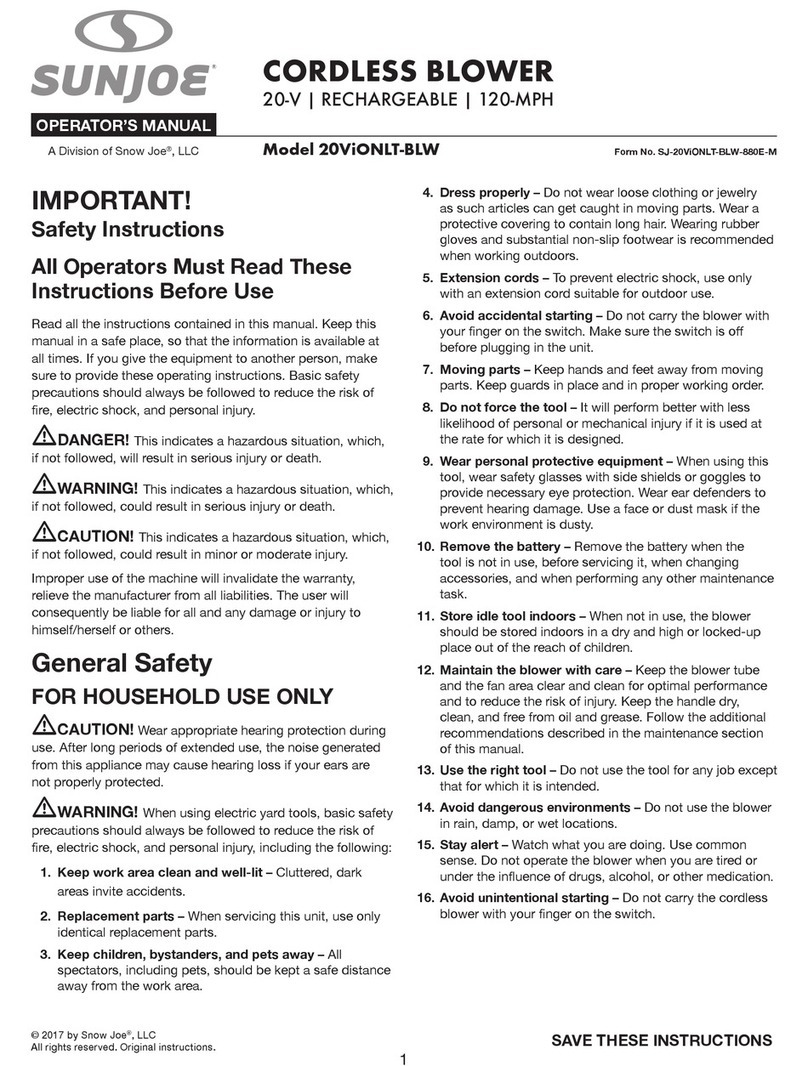 sunjoe 20ViONLT-BLW User manual