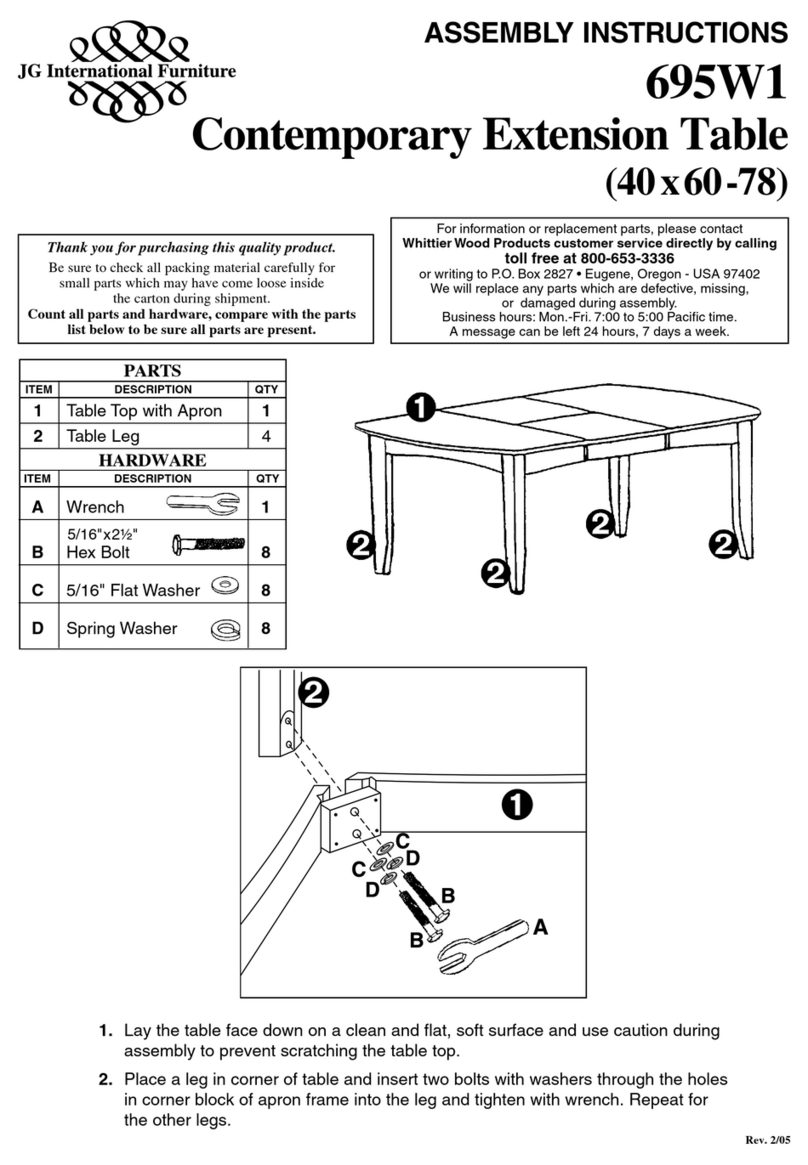 Whittier Wood Contemporary Extension Table Assembly instructions