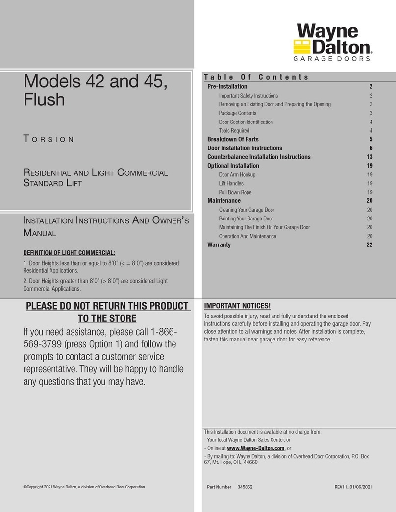 Wayne-Dalton Flush 42 Installation instructions and owner's manual
