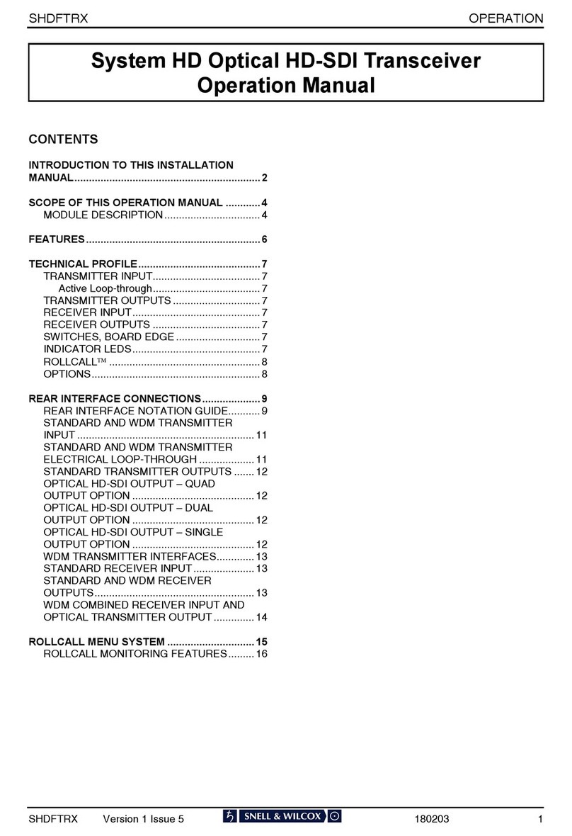 Snell & Wilcox SHDFTRX0WQ2 Operation manual