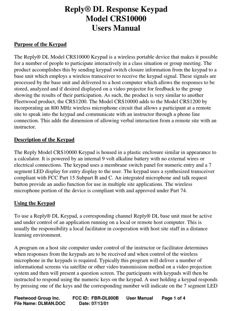 Fleetwood Reply DL CRS10000 User manual