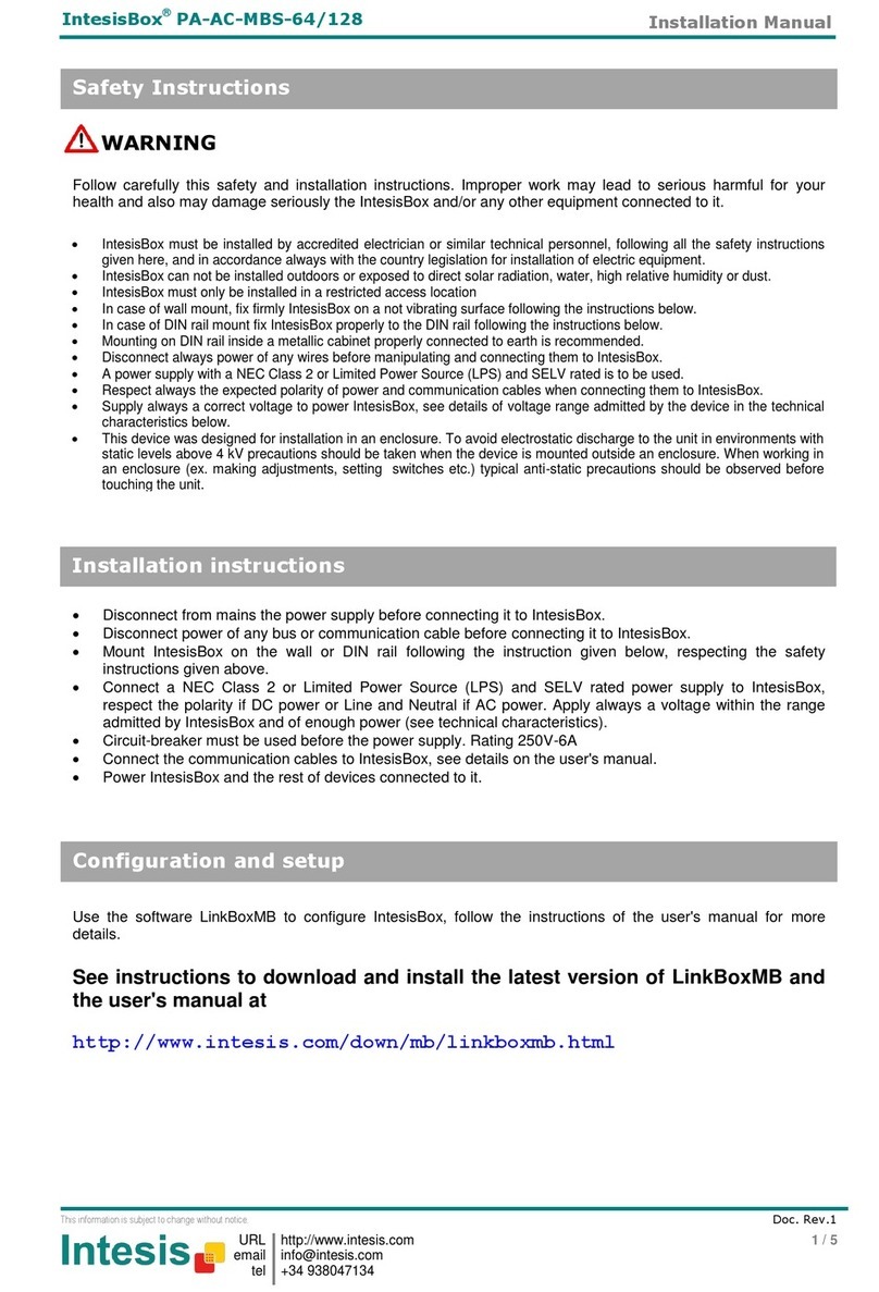 IntesisBox PA-AC-MBS-64 installation manual